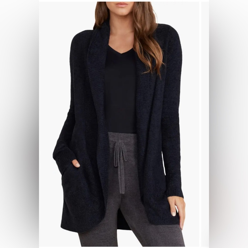 Barefoot Dreams Cozy Lite Circle Cardigan in Black| Size: L
